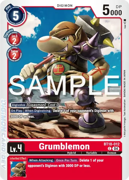 Digimon TCG Card 'BT18-012' 'Grumblemon'