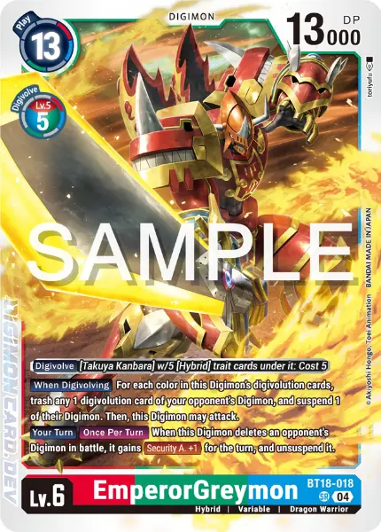 Digimon TCG Card 'BT18-018' 'EmperorGreymon'