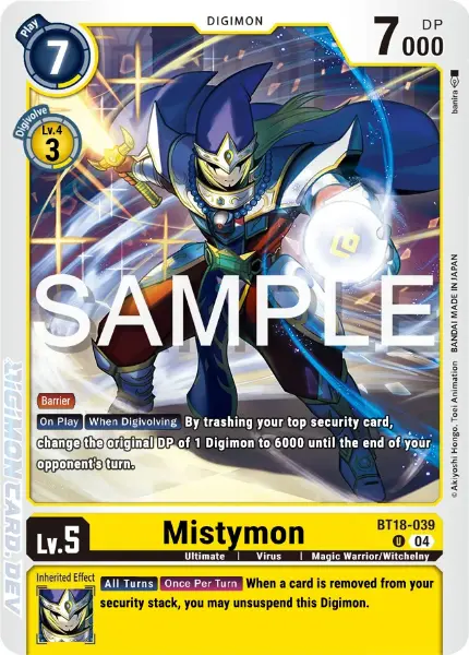 Digimon TCG Card BT18-039 Mistymon