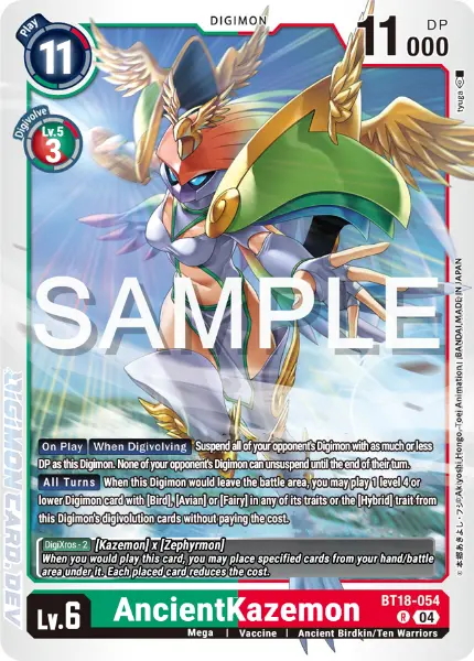 Digimon TCG Card 'BT18-054' 'AncientKazemon'