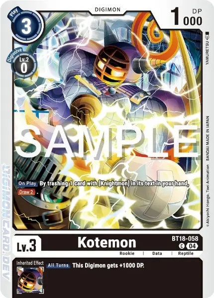 Digimon TCG Card 'BT18-058' 'Kotemon'