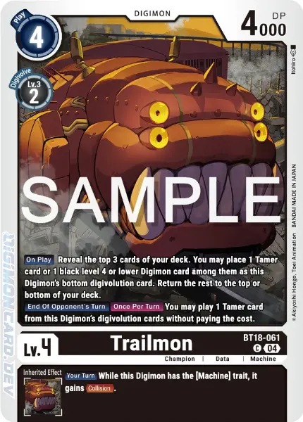 Digimon TCG Card 'BT18-061' 'Trailmon'