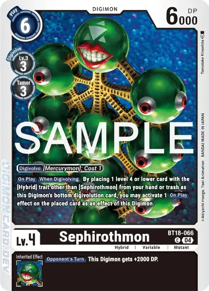 Digimon TCG Card 'BT18-066' 'Sephirothmon'