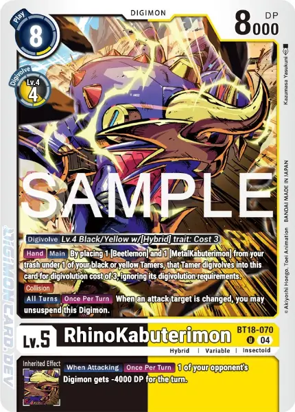 Digimon TCG Card BT18-070 RhinoKabuterimon