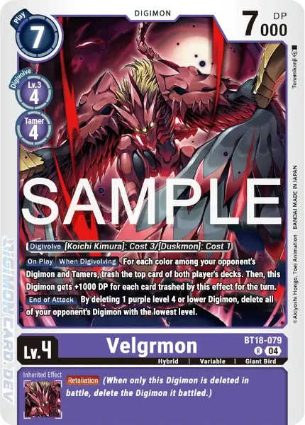 Digimon TCG Card 'BT18-079' 'Velgrmon'