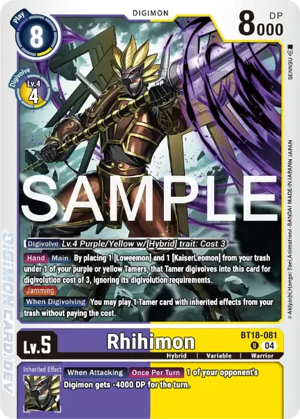 Digimon TCG Card BT18-081 Rhihimon