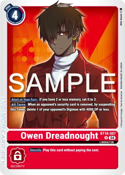 Digimon TCG Card BT18-087 Owen Dreadnought