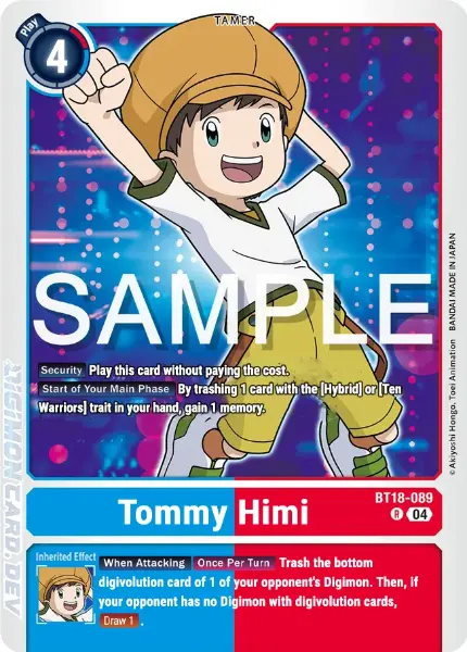 Digimon TCG Card 'BT18-089' 'Tommy Himi'