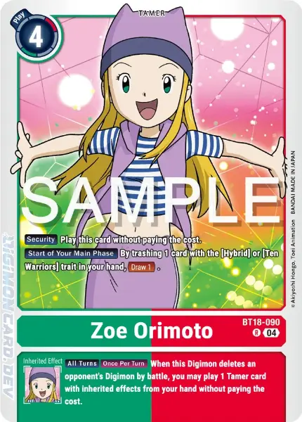 Digimon TCG Card BT18-090 Zoe Orimoto