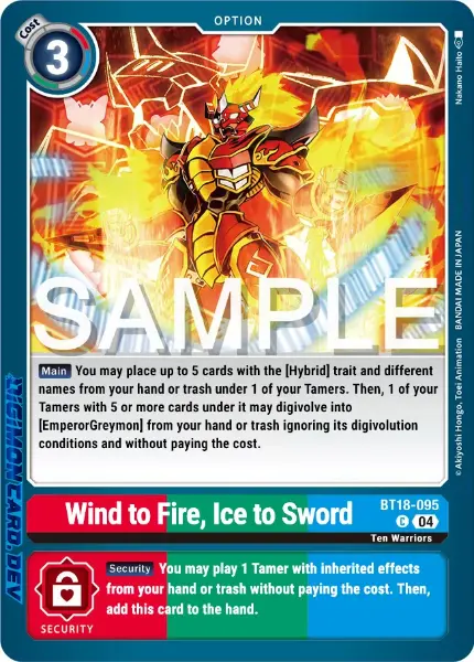 Digimon TCG Card BT18-095 Wind to Flame, Ice to Sword