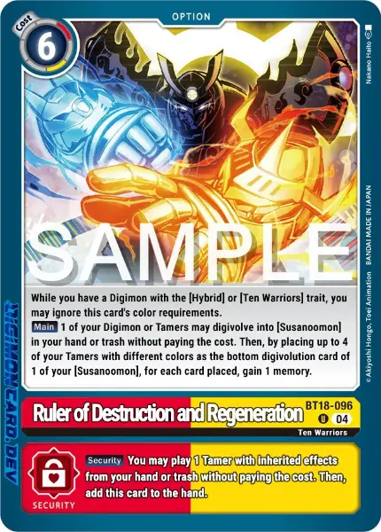 Digimon TCG Card 'BT18-096' 'Ruler of Destruction and Regeneration'