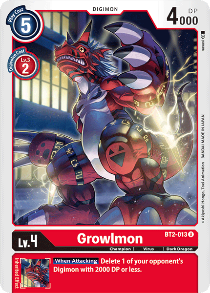 Digimon TCG Card 'BT2-013' 'Growlmon'