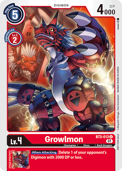 Digimon TCG Card 'BT2-013_P1' 'Growlmon'