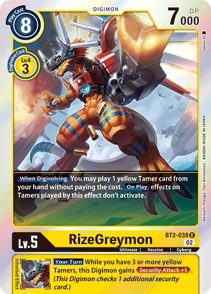 Digimon TCG Card 'BT2-038_P3' 'RizeGreymon'