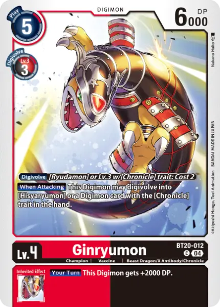 Digimon TCG Card 'BT20-012' 'Ginryumon'