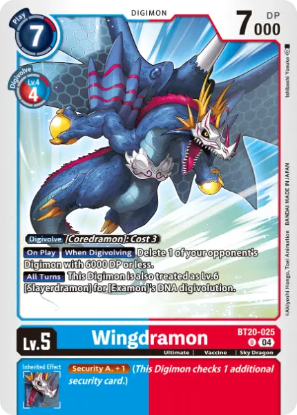 Digimon TCG Card 'BT20-025' 'Wingdramon'