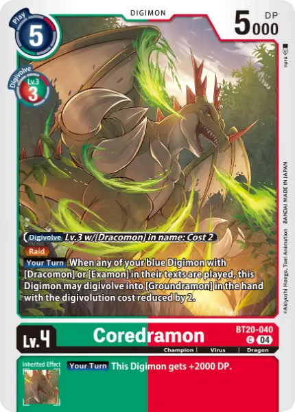 Digimon TCG Card 'BT20-040' 'Coredramon'