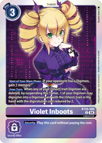 Digimon TCG Card 'BT20-088' 'Violet Inboots'