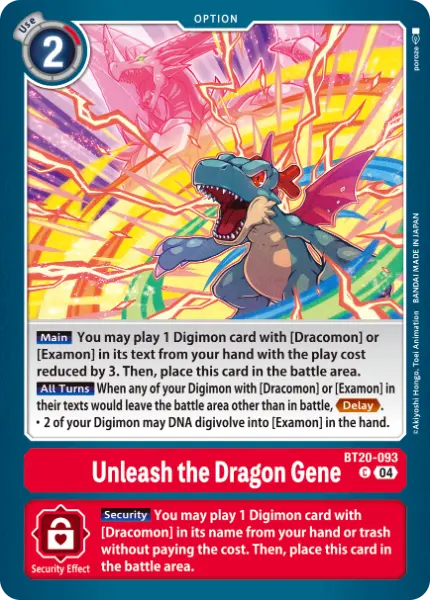 Digimon TCG Card 'BT20-093' 'Unleash the Dragon Gene'