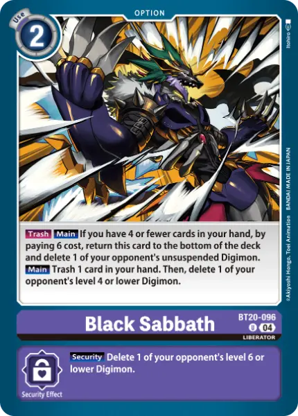 Digimon TCG Card 'BT20-096' 'Black Sabbath'