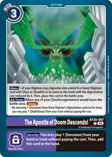 Digimon TCG Card 'BT20-097' 'The Apostle of Doom Descends!'