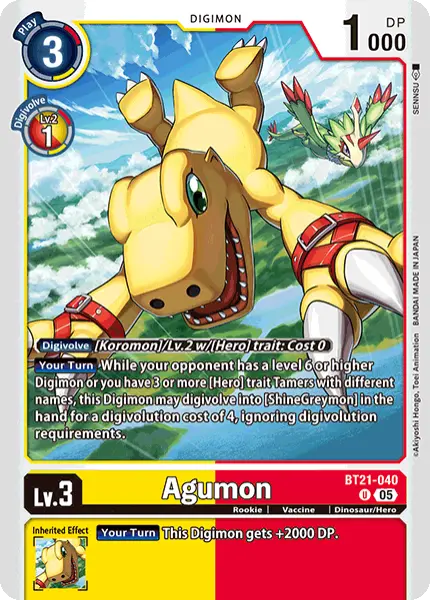 Digimon TCG Card 'BT21-040' 'Agumon'