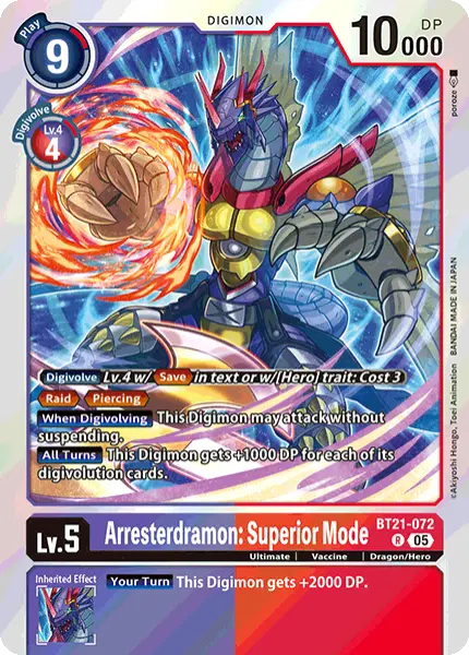 Digimon TCG Card 'BT21-072' 'Arresterdramon: Superior Mode'