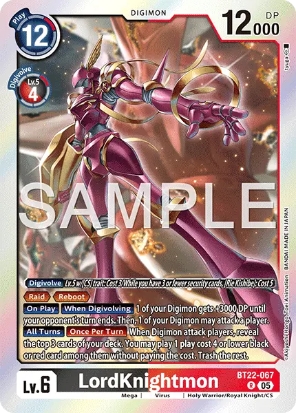 Digimon TCG Card 'BT22-067' 'LordKnightmon'