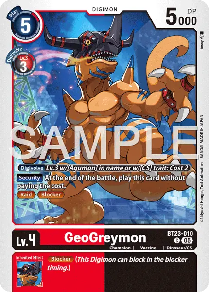 Digimon TCG Card 'BT23-010' 'GeoGreymon'