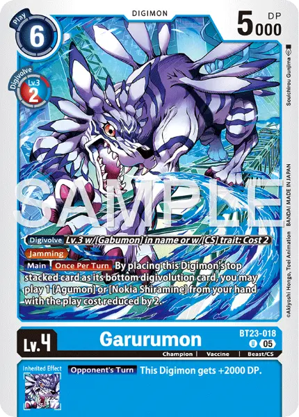 Digimon TCG Card 'BT23-018' 'Garurumon'