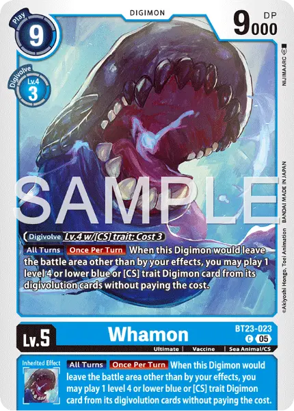 Digimon TCG Card 'BT23-023' 'Whamon'
