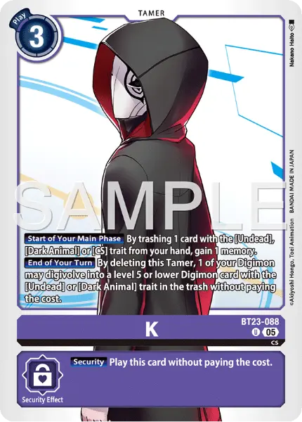Digimon TCG Card 'BT23-088' 'K'