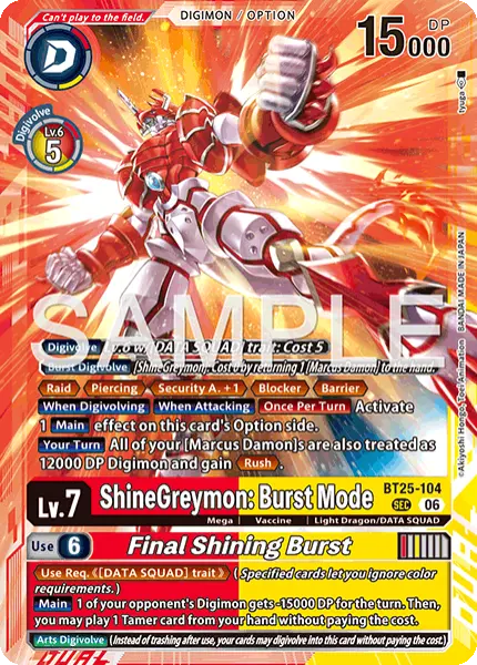 Deck ShineGreymon - 11th with preview of card BT25-104
