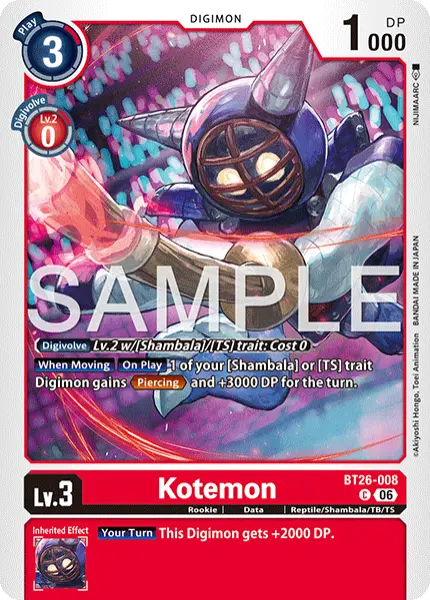 Digimon TCG Card 'BT26-008' 'Kotemon'