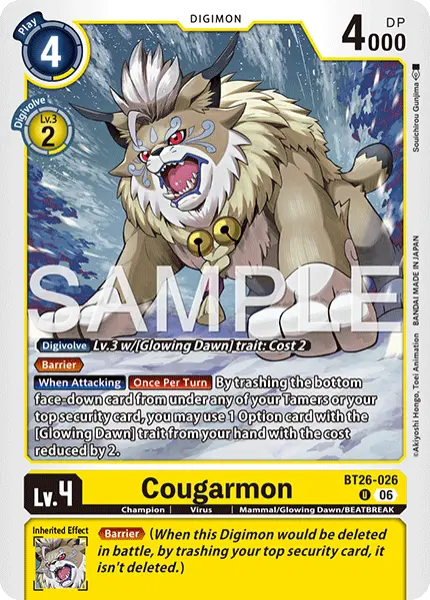 Digimon TCG Card 'BT26-026' 'Cougarmon'