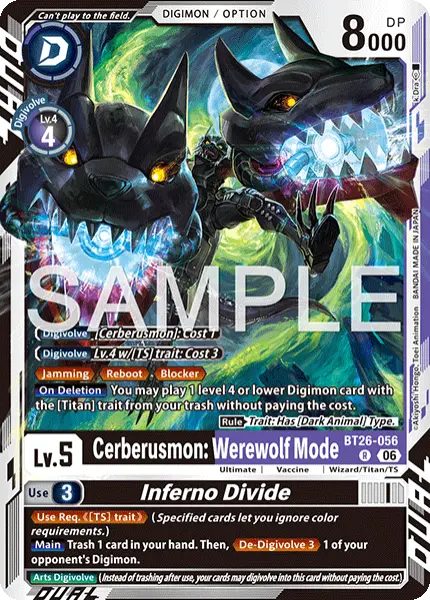 Digimon TCG Card 'BT26-056' 'Cerberusmon: Werewolf Mode Inferno Divide'