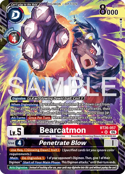 Digimon TCG Card 'BT26-057_P1' 'Bearcatmon Penetrate Blow'