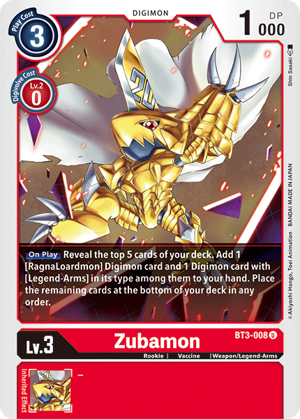 Digimon TCG Card BT3-008 Zubamon