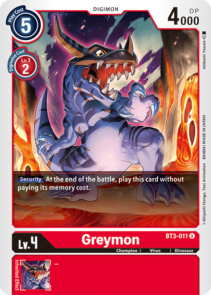 Digimon TCG Card 'BT3-011' 'Greymon'