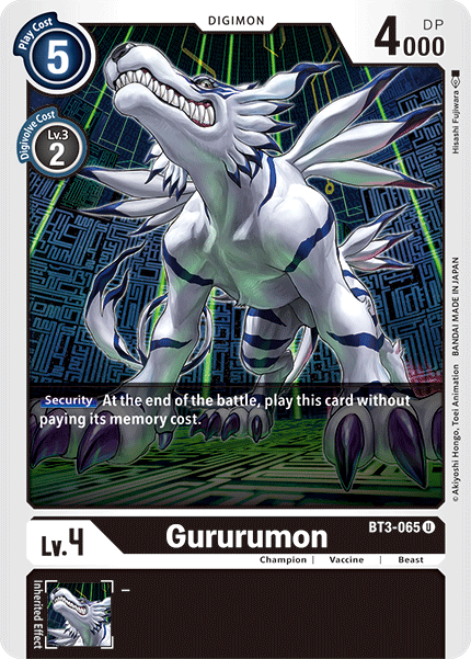 Digimon TCG Card 'BT3-065' 'Gururumon'