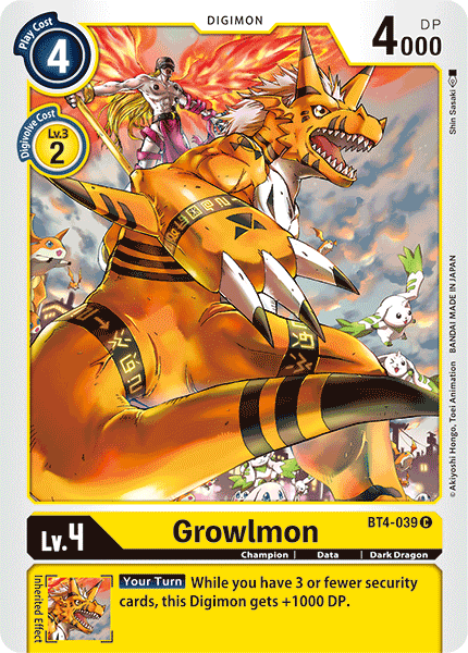 Digimon TCG Card 'BT4-039' 'Growlmon'