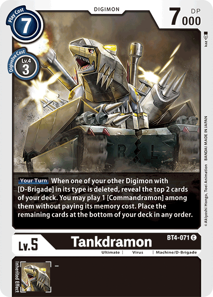 Digimon TCG Card 'BT4-071' 'Tankdramon'