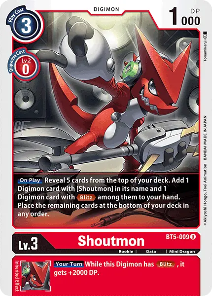Digimon TCG Card 'BT5-009' 'Shoutmon'