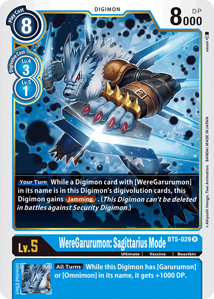 Digimon TCG Card 'BT5-029' 'WereGarurumon Sagittarius Mode'