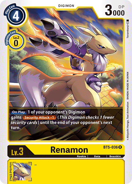 Digimon TCG Card BT5-036 Renamon