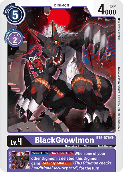 Digimon TCG Card BT5-076 BlackGrowlmon