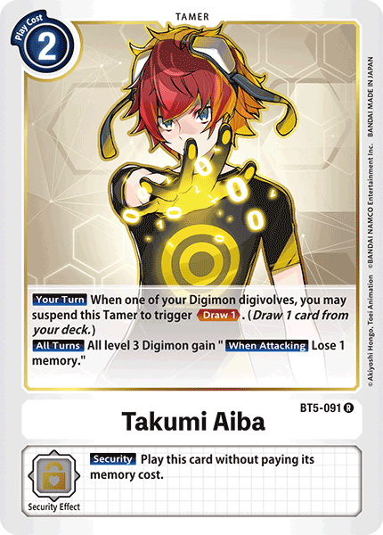 Digimon TCG Card 'BT5-091' 'Takumi Aiba'