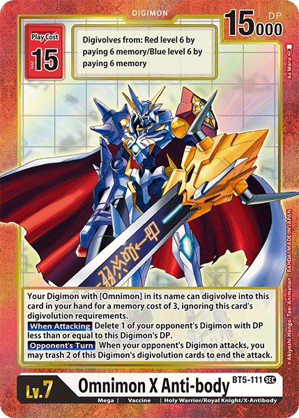 Digimon TCG Card 'BT5-111_P1' 'Omnimon X Anti-body'