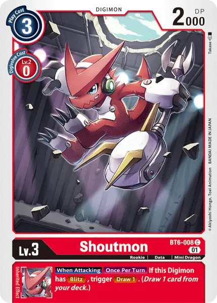 Digimon TCG Card BT6-008 Shoutmon