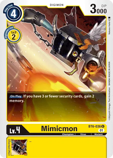 Digimon TCG Card BT6-036 Mimicmon